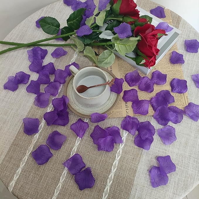 1500 PCS Separated Artificial Purple Rose Petals for Romantic Night for her Set,Faux Purple Flower Petals for Flower Girl Weddings Valentine Day Party Romantic Decoration(Ready-to-use)