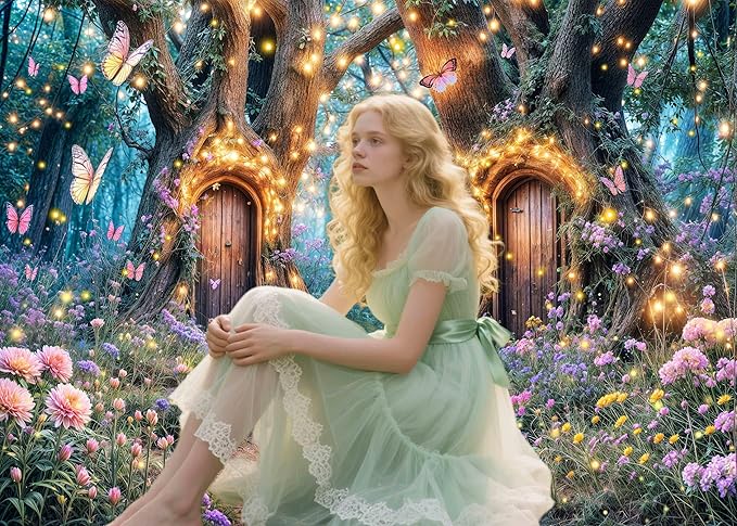 20X10ft Enchanted Forest Backdrop Fairy Enchanted Wonderland Garden Floral Butterfly Photography Background for Kids Girls Baby Shower Birthday Party Decoration Banner Cake Table Photo Booth Props