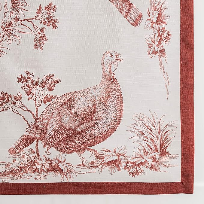 Maison d' Hermine Table Runner 100% Cotton Single Layer Table Runners 90 inches Long for Thanksgiving Christmas Decorations Home Kitchen Dining Party Wedding (Holy Jouy - Red, 14.5" x 90")