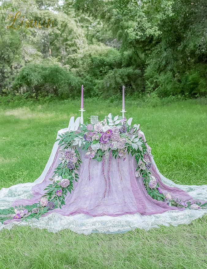 9FT Wedding Arch Flower Garland, Handmade Wedding Table Decorations,Head Table Floral Decor for Noble and Charming Wedding Ceremony