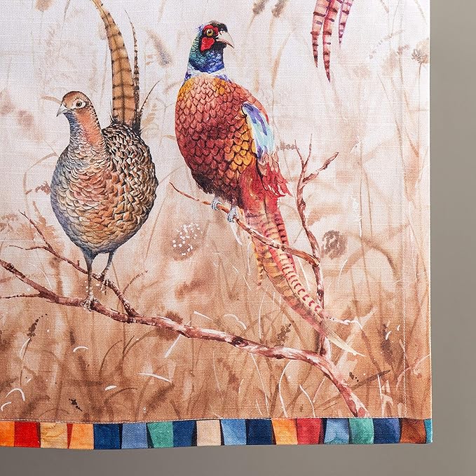 Maison d' Hermine Table Runner 100% Cotton Single Layer Table Runners 90 inches Long for Thanksgiving Christmas Decorations Home Kitchen Dining Party Wedding (Faisan D'Automne, 14.5" x 90")
