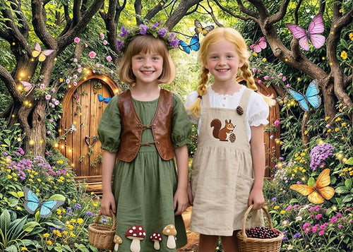 12X10ft Enchanted Forest Backdrop Fairy Tale Green Enchanted Garden Wonderland Floral Butterfly Photography Background for Kids Girl Baby Shower Birthday Party Decoration Banner Booth Props