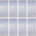 8 Pack New Year Party Decorations 2026 Fringe Backdrop, 3.28 FT x 7.05 FT Glitter Silver Fringe Tinsel, Metallic Foil Curtains Disco Photo Backdrop Foil Streamer Decor Engagement Party Supplies
