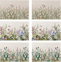 Summer Flower Placemats Set of 6,Washable Heat Resistant 12×18 Inch Linen Table Mats Fall Meadow Herbs Place Mats for Party Outdoor Dining Décor