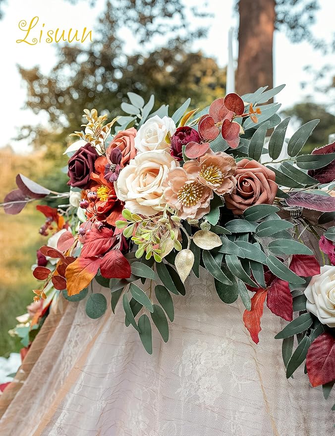 9FT Wedding Arch Flower Garland, Handmade Wedding Table Decorations,Head Table Floral Decor for Noble and Charming Wedding Ceremony