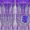BRAVESHINE Purple Tinsel Foil Fringe Curtains - 2Pcs 3.2x8.2ft Metallic Streamers Backdrop for Christmas/Hunters/Girl/Women/Birthdays/Bridal Shower/Bachelorette/Anniversary/Engagement Party Decor