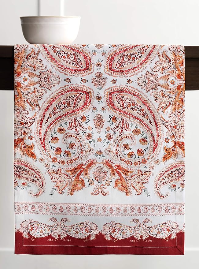 Maison d' Hermine Table Runner 100% Cotton Single Layer Table Runners 72 inches Long for Thanksgiving Christmas Decorations Home Kitchen Dining Party Wedding (Orient, 14.5" x 72")