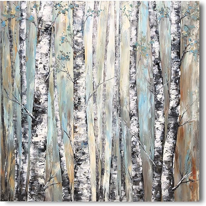 Yihui Arts Fashion Canvas Wall Art Modern Birch Tree Artwork Painting Abstract Forest Pictures for Living Room Bedroom Home Decor
