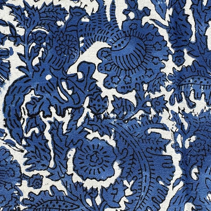ATOSII Paradise Blue 100% Cotton Square Summer Tablecloth, Handblock Floral Print Linen Table Cloth for Kitchen Dining I Parties, Weddings, Outdoors, 60 X 60 Inches I 4 Seater