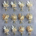 Miniature dried flower bouquet set (12 pcs), small bouquets, gift bags of dried flowers, bridesmaids flower girl proposal gift boxes, groomsmen boutonnieres, shooting props (Brown)