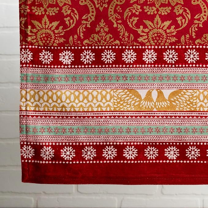 Maison d' Hermine Table Runner 100% Cotton Double Layer Table Runners 108 inches Long for Thanksgiving Christmas Decorations Home Kitchen Dining Party Wedding (Sofia, 14.5" x 108")