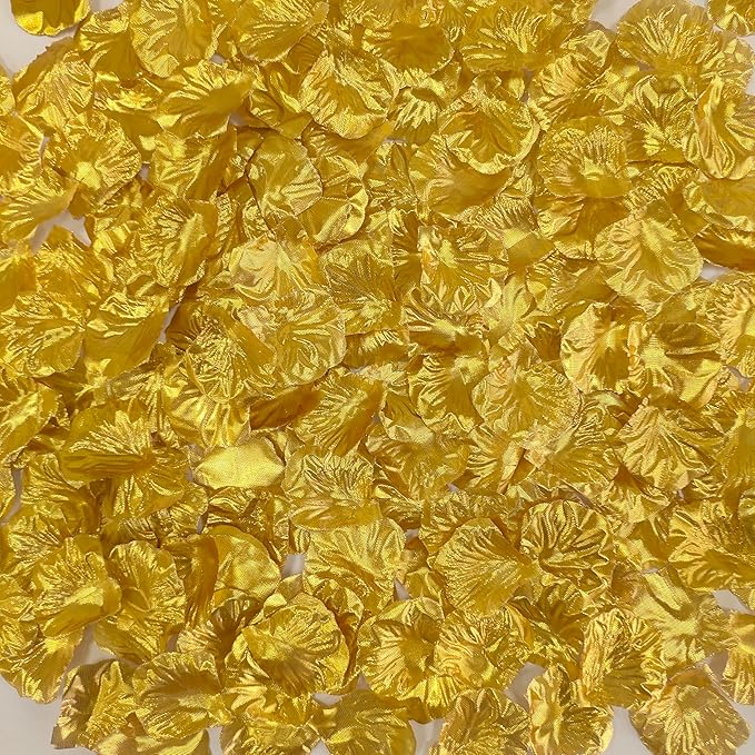 Separated 1500 PCS Artificial Gold Rose Petals for Romantic Night,Faux Gold Flower Petals for Flower Girl Weddings Valentine Day Party Romantic Decoration(Ready-to-use)
