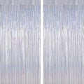 2 Pack New Year Party Decorations, 3.28 FT x 7.05 FT Glitter Silver Fringe Curtains, Metallic Party Streamer Tinsel Backdrop Foil Curtains, NYE Party Supplies Engagement Decor