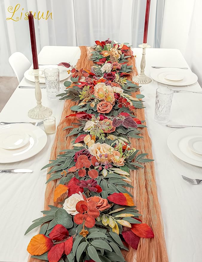 9FT Wedding Arch Flower Garland, Handmade Wedding Table Decorations,Head Table Floral Decor for Noble and Charming Wedding Ceremony