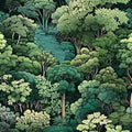 Forest Wallpaper Peel and Stick, Green Trees Contact Paper, Vintage Woodland Mountain Botanical Wall Paper Self Adhesive Waterproof Removable for Room Shelves Cabinet Drawer Table Decor 17.5" x 78.7"