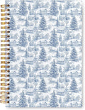 VIIJJUE Blue and White Chinoiserie Christmas Farmhouse Notebook for Women, Vintage French Country Toile de Jouy Journal, Xmas Tree Winter Hardcover Spiral Notebooks, 5.5x8.3 Inch